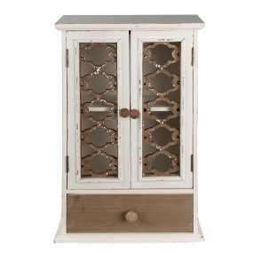 26H2183 Wall Cabinet 32x13x51 cm White Brown Wood Storage Cabinet