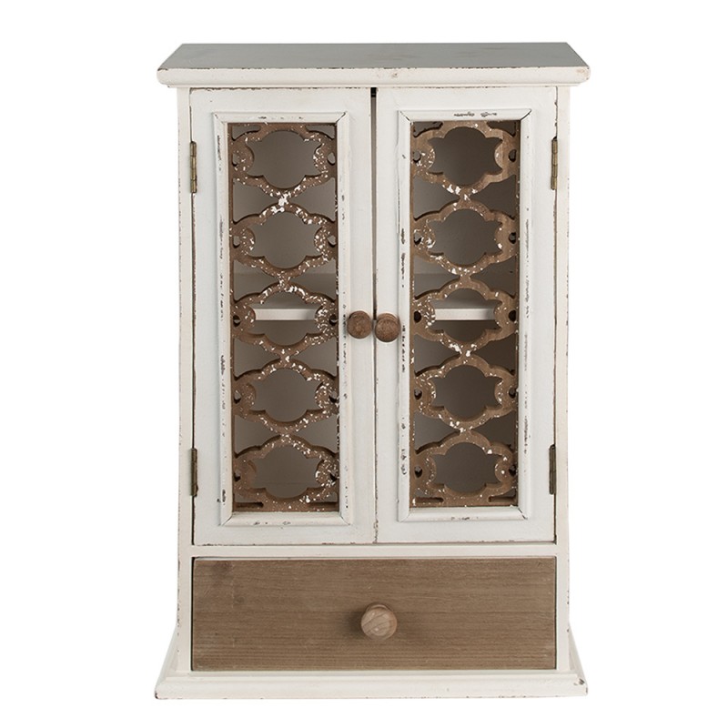 6H2183 Wall Cabinet 32x13x51 cm White Brown Wood Storage Cabinet