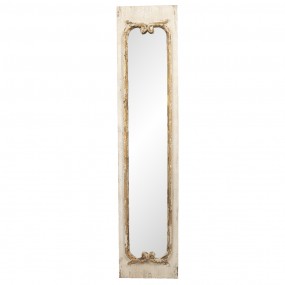 252S210 Mirror 33x149 cm Beige Wood Rectangle Large Mirror