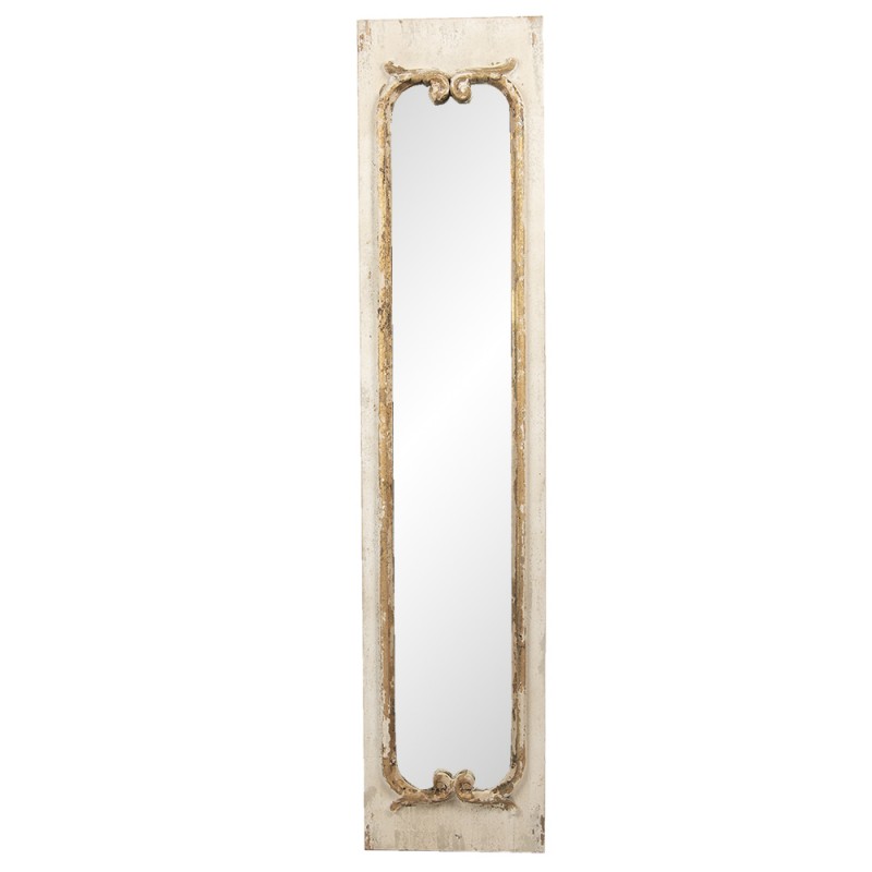 52S210 Mirror 33x149 cm Beige Wood Rectangle Large Mirror