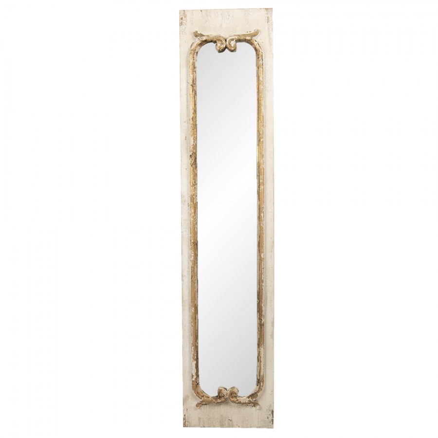 52S252 Specchio 30x176 cm Bianco Legno Vetro Rettangolo Specchio a figura  intera