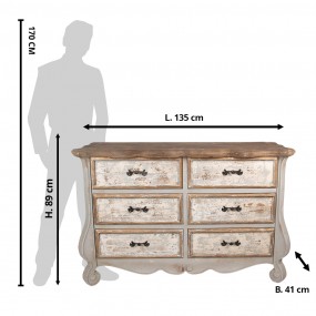 25H0562 Dresser 135x41x89 cm Beige Grey Wood Chest of Drawers