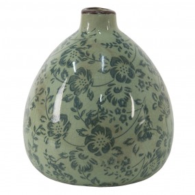 26CE1391S Vase Ø 13x14 cm Green Blue Ceramic Flowers Decorative Vase