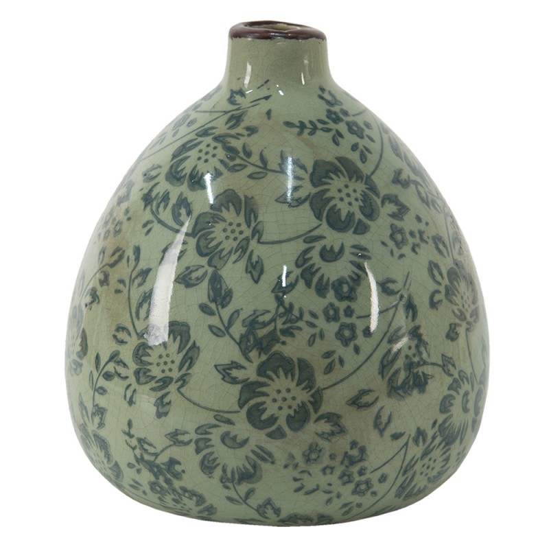6CE1391S Vase Ø 13x14 cm Green Blue Ceramic Flowers Decorative Vase