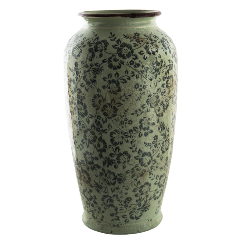 6CE1392L Vase Ø 17x35 cm Green Ceramic Flowers Decorative Vase