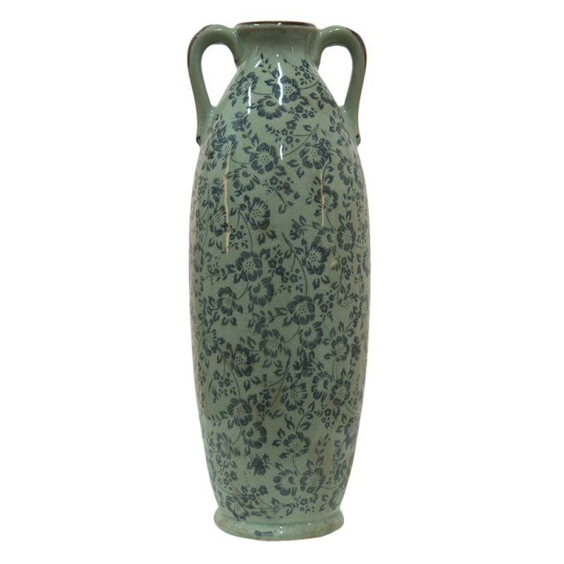 6CE1393L Vase Ø 16x45 cm Green Ceramic Flowers Decorative Vase