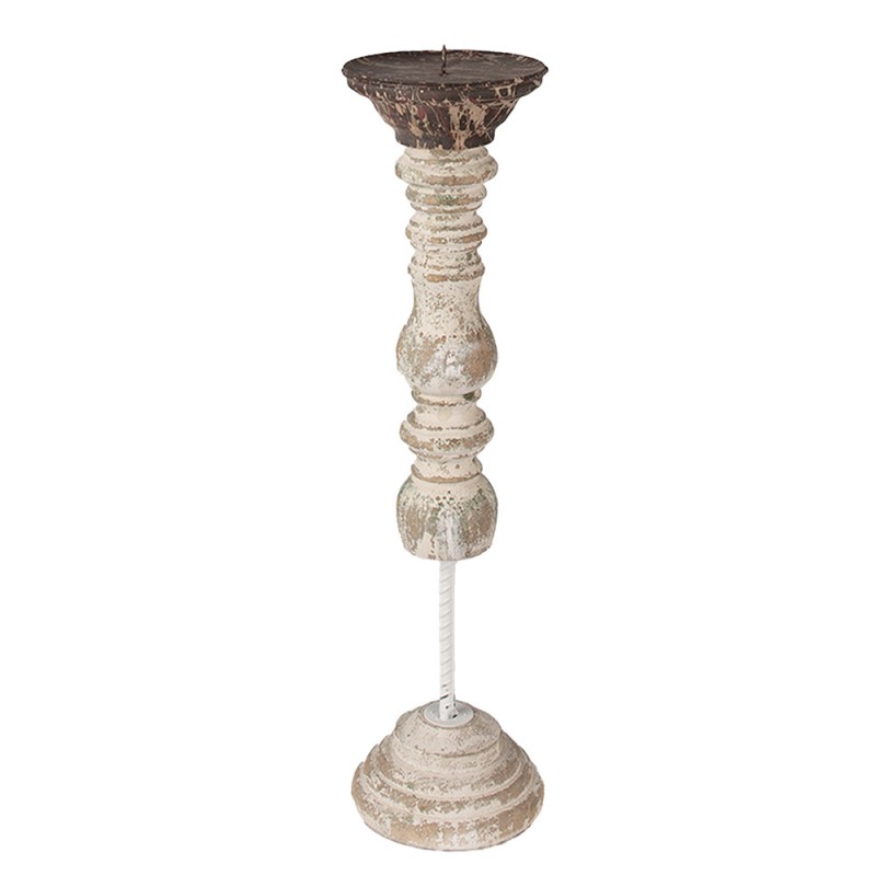 6H2188 Candle holder 44 cm Brown White Wood Metal Candle Holder