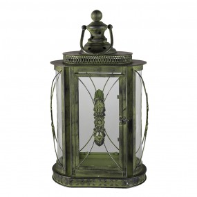 26Y4590 Lantern 29x19x52 cm Green Iron Oval Candlestick