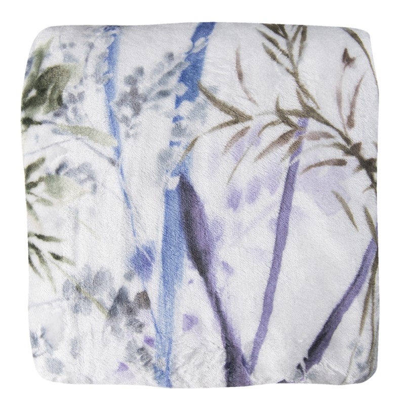KT060.118 Throw Blanket 130x180 cm White Green Polyester Flowers Rectangle Blanket