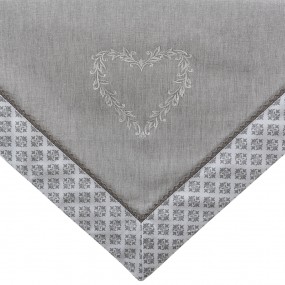 2LYH65 Table Runner 50x150 cm Grey White Cotton Hearts Diamonds Tablecloth
