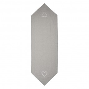 2LYH65 Table Runner 50x150 cm Grey White Cotton Hearts Diamonds Tablecloth