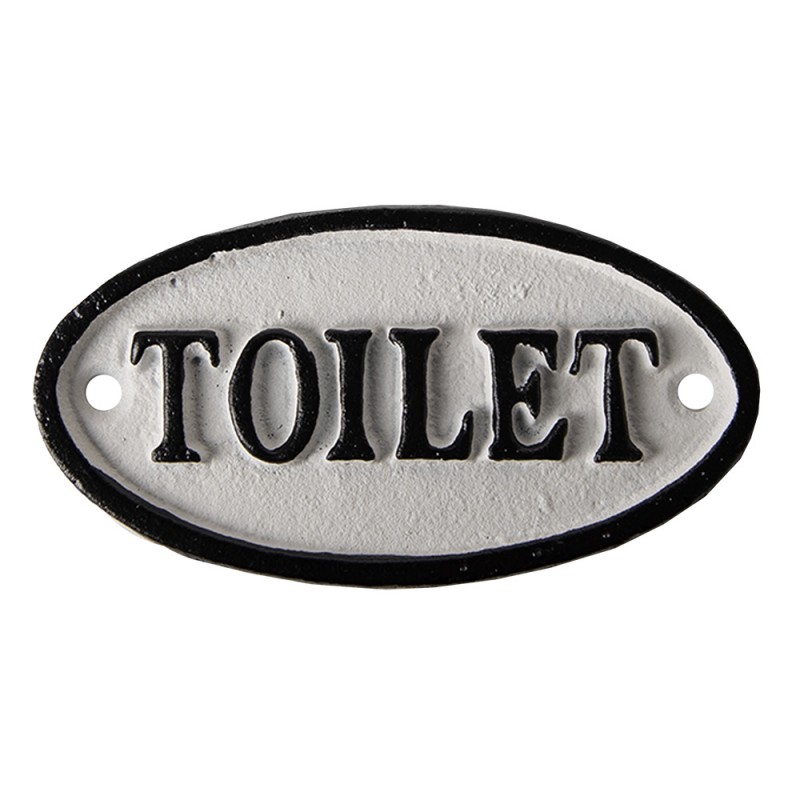 6Y1962 Toilet Sign 10x5 cm White Iron Oval Bathroom Sign