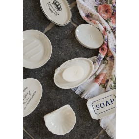 263036 Porte-savon 12 cm Blanc Céramique Rond Support de savon