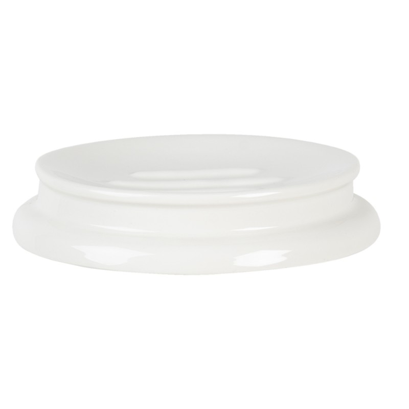 64735 Soap Dish Ø 12x2 cm White Porcelain Round Soap Holder