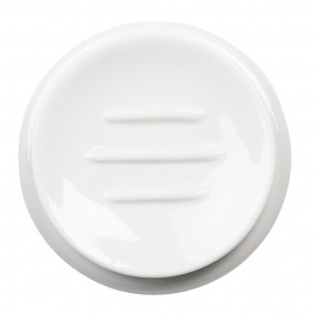 264735 Soap Dish Ø 12x2 cm White Porcelain Round Soap Holder