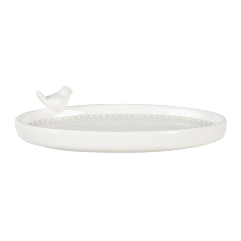 64773 Soap Dish Bird 15x10x4 cm White Porcelain Oval Soap Holder