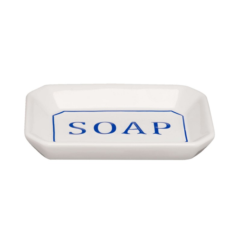 6CE0801 Soap Dish 13x8x2 cm White Ceramic Soap Holder