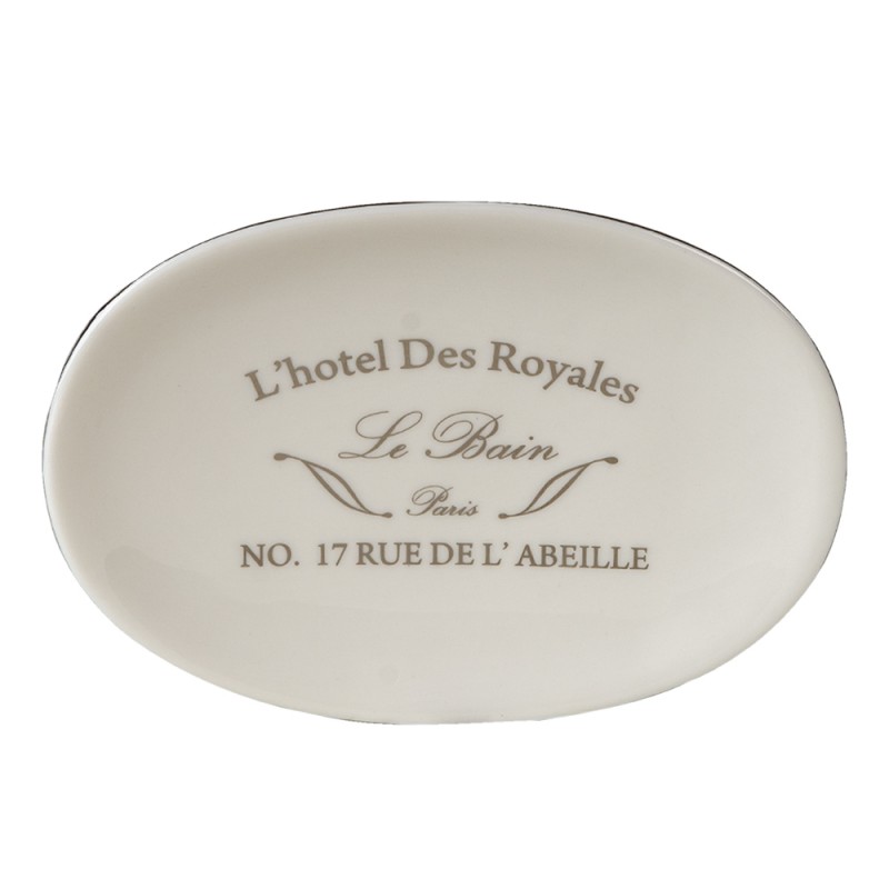 6CE1235 Soap Dish 14x10 cm White Ceramic Oval Soap Holder