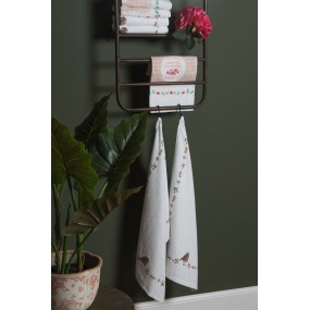 2CT008 Guest Towel 40x66 cm White Green Cotton Roses Toilet Towel
