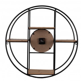 25KL0225 Wall Clock Ø 60 cm Brown Black Wood Iron Hanging Clock