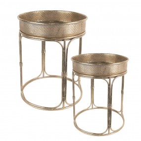25Y1087 Side Table Set of 2 Ø 47x58 cm Gold colored Metal Side Table