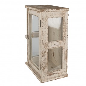 26H2179 Wall Cabinet 42x26x56 cm White Brown Wood Glass Display Cabinet