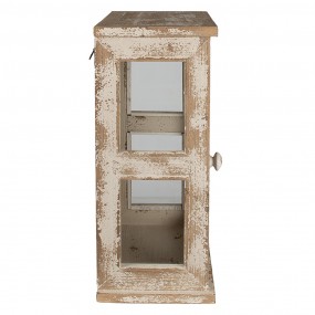 26H2179 Wall Cabinet 42x26x56 cm White Brown Wood Glass Display Cabinet