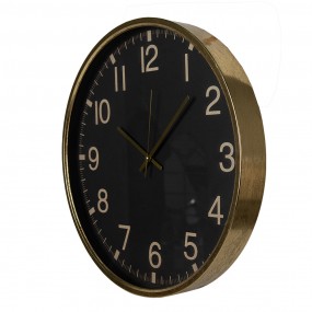 26KL0780 Wall Clock Ø 50 cm Black MDF Glass Hanging Clock
