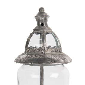 26Y5245 Windlicht 44 cm Silberfarbig Eisen Glas Kerzenhalter