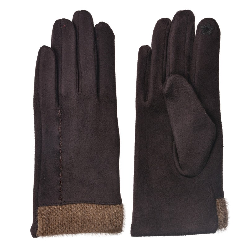 JZGL0035CH Winter Gloves 8x24 cm Brown Polyester Women's Gloves