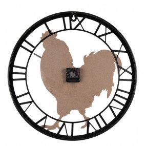 26KL0786 Wall Clock Ø 50 cm Brown Black MDF Iron Chicken Hanging Clock