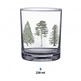 2NPTGL0001 Water Glass 230 ml Glass Pine Trees Drinking Cup