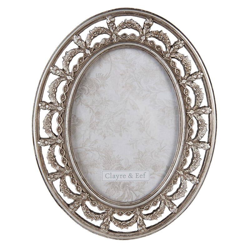 2F0926 Bilderrahmen 13x18 cm Silberfarbig Kunststoff Oval Fotorahmen