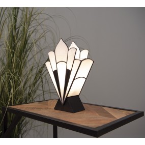 25LL-6123 Lampada da tavolo Tiffany 21x10x32 cm  Bianco Nero Vetro Plastica Lampada da scrivania Tiffany