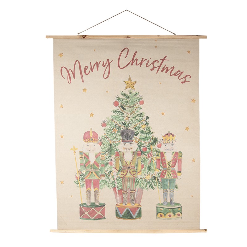 5WK0055 Wall Tapestry 120x150 cm Beige Green Wood Textile Christmas Tree Rectangle Wall Hanging