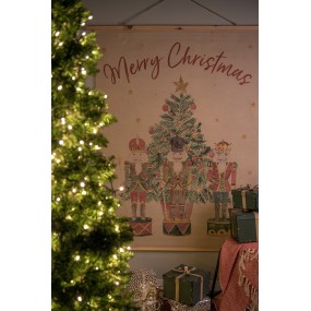 25WK0055 Tappeto da parete 120x150 cm Beige Verde Legno Tessuto Albero di Natale Rettangolo Telo da parete