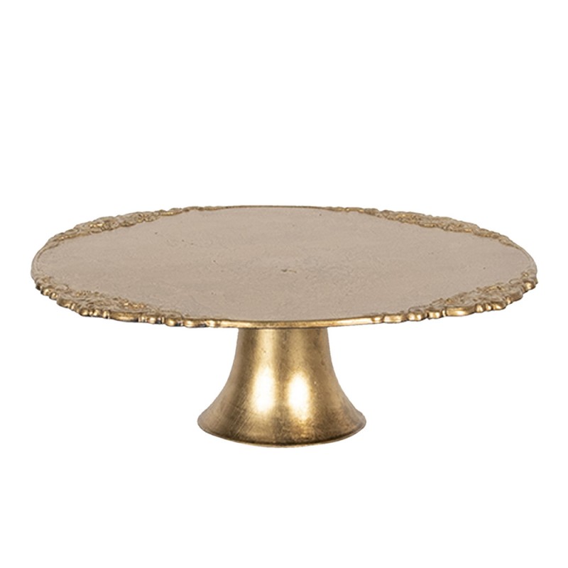 64598GO Cake Stand Ø 32x10 cm Gold colored Plastic Round Etagere