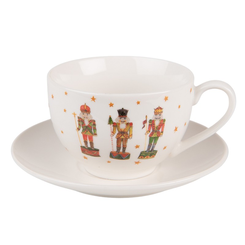 HLCKS Cup and Saucer 200 ml Beige Porcelain Nutcrackers Tableware