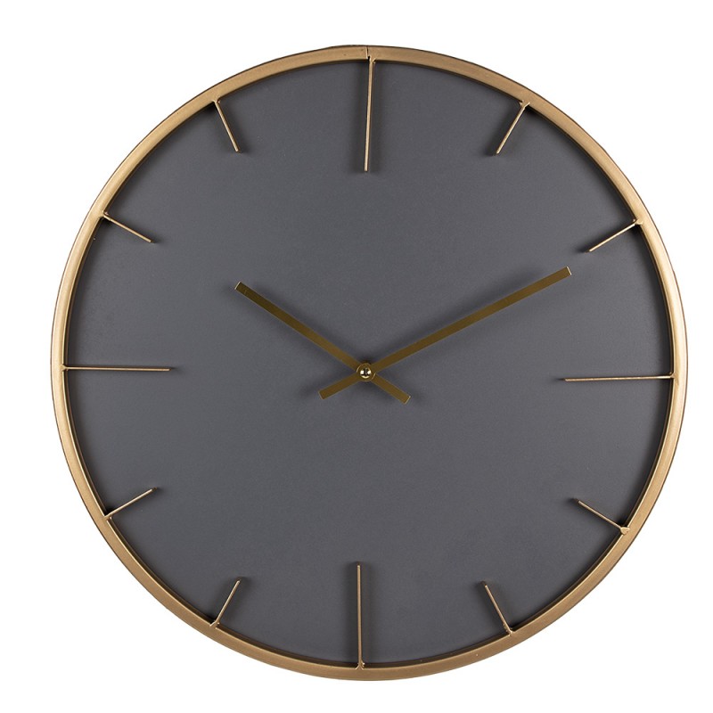 6KL0795 Wall Clock Ø 45 cm Grey Wood Iron Hanging Clock