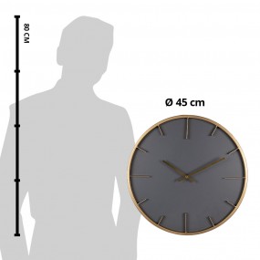 26KL0795 Wall Clock Ø 45 cm Grey Wood Iron Hanging Clock