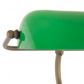 25LL-5125 Desk Lamp Ø 27x40 cm Green Brown Metal Glass Table Lamp