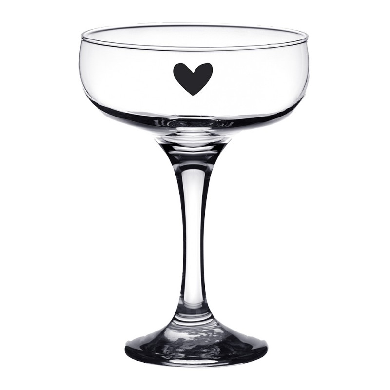 6GL4376 Champagne Glass 150 ml Glass Heart Wine Glass