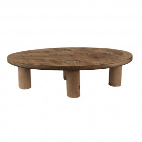 26H2219 Plant Table 40x20x11 cm Brown Wood Oval Plant Stand
