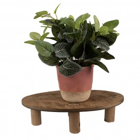 26H2219 Plant Table 40x20x11 cm Brown Wood Oval Plant Stand