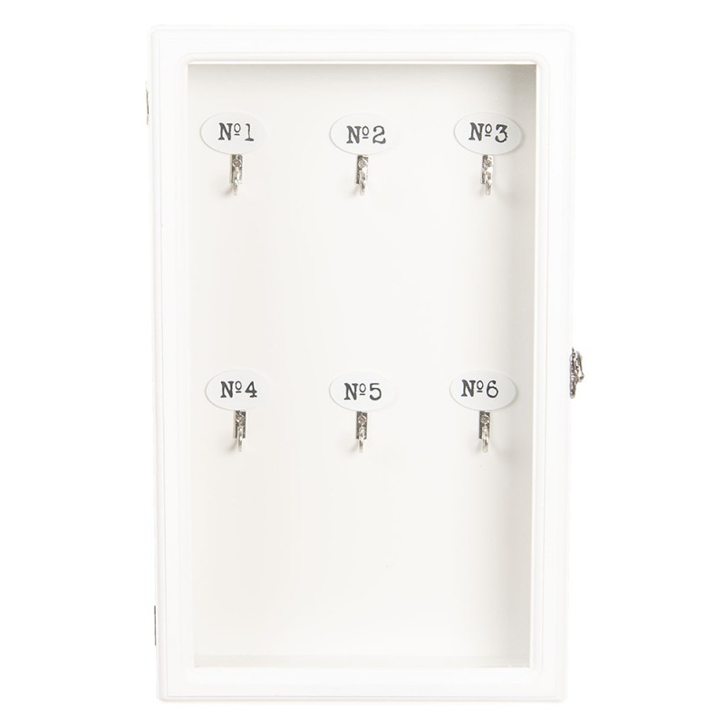 6H1570W Key Cabinet 24x7x38 cm White Wood Rectangle Key Holder