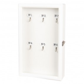 26H1570W Key Cabinet 24x7x38 cm White Wood Rectangle Key Holder