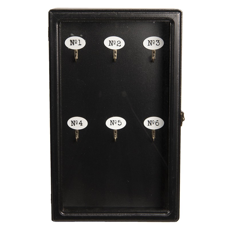6H1570Z Key Cabinet 24x7x38 cm Black Wood Rectangle Key Holder