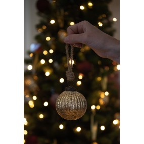 26GL3658 Christmas Bauble Ø 7 cm Gold colored Glass Christmas Decoration
