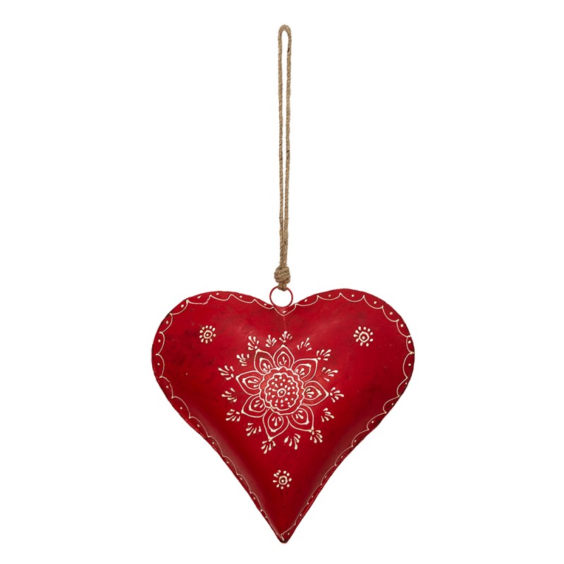 6Y4162 Pendant Heart 27x12x27 cm Red Iron Flower Heart-Shaped Home Decor