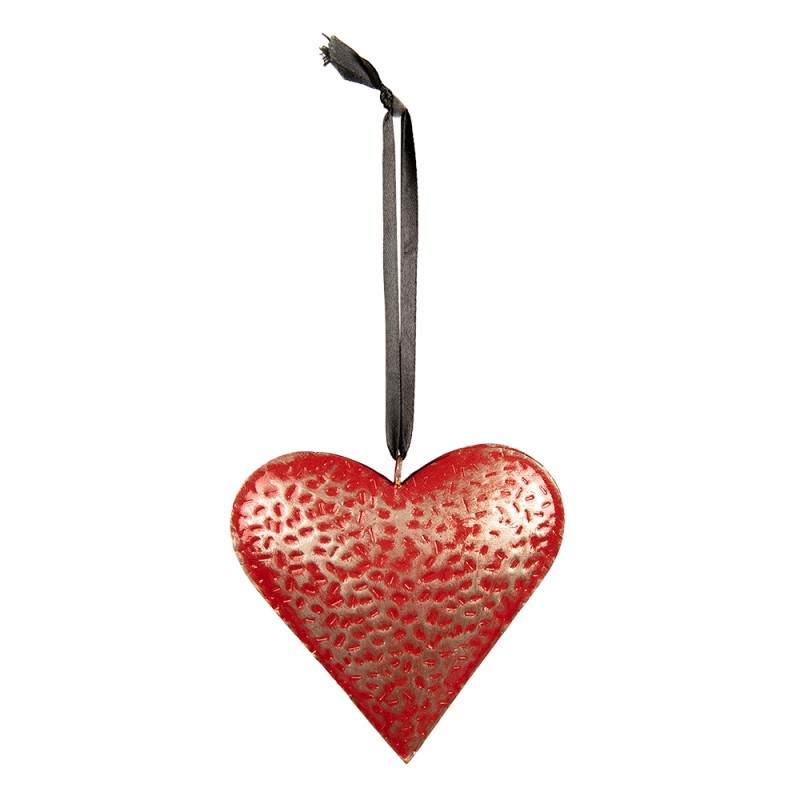 6Y5385S Decorative Pendant 10x10 cm Red Iron Heart-Shaped Home Decor